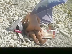 Blonde nudist woman sucks and rides dick