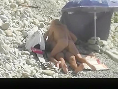 Blonde nudist woman sucks and rides dick