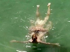 Nudist couple secretly filmed fucking in the water