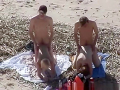 2 nudist couples fucking doggy style