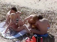 2 nudist couples fucking doggy style