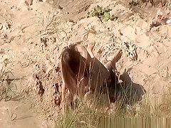 Nudist blowjob in the beach