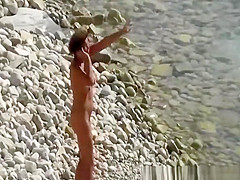 Mature couple fucking in beach