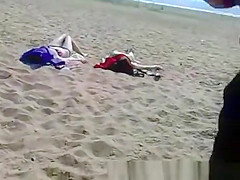 Cumming over hot teens at beach