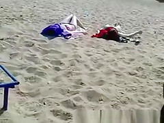 Cumming over hot teens at beach