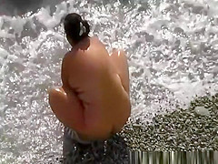 Wife rides and blows big cock at beach