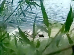 Pussy licking and fucking near a lake