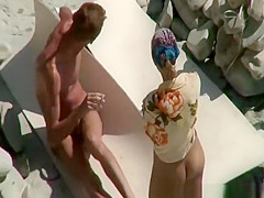 Skinny nudist pussy fingering and handjob