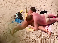 Pussy eating and fuck on beach