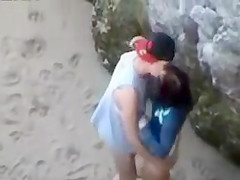 Savage beach fuck caught by a voyeur