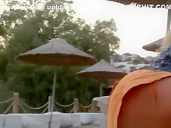 Upskirt video on blonde reading book