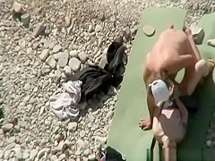 Blowjob and fuck next to nudist woman