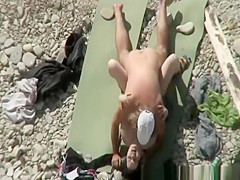 Blowjob and fuck next to nudist woman