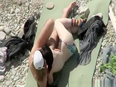 Blowjob and fuck next to nudist woman