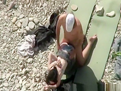 Blowjob and fuck next to nudist woman