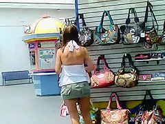 Trina flashing Broadway at the Beach vendors