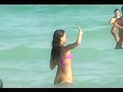 Jessica Alba - Purple Bikini Beach Voyeur