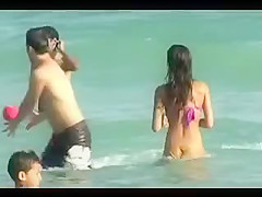 Jessica Alba - Purple Bikini Beach Voyeur