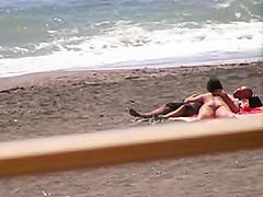 Amateur couple Bj and hj on beach