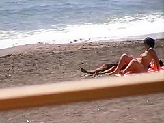 Amateur couple Bj and hj on beach