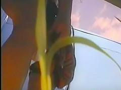 girl changing in beach cabin