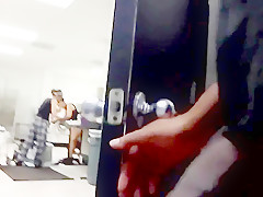 Jerkin off to two women doing laundry  one watches cum