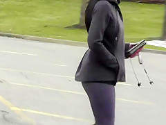 Public edging & ejaculation watching spandex wrapped buns