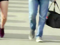 Public edging & ejaculation watching spandex wrapped buns