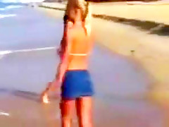 A wet college girl lesbian day at the beach