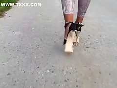 Crazy homemade Outdoor, High Heels porn video