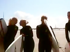 Beach girls play together