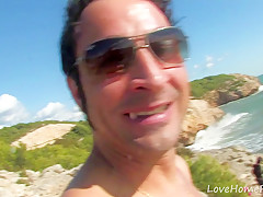 Redhead In Gold Bikini Fuck Outdoors Doggy Style