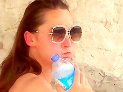 Naturist hairy college girl sunbathing spycam