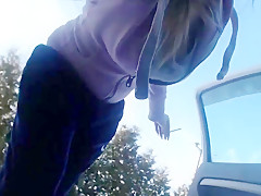 Cute kiara masturbates in her car