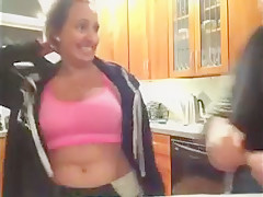 Pink tank top - friends flashing tits
