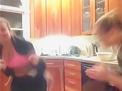 Pink tank top - friends flashing tits