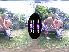 Katy Sky,Candy Red in Yoga Lesbians Orgasm Outdoors - TMWVRNet