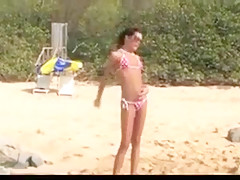 Nude beach - college girl photo shoot   pee