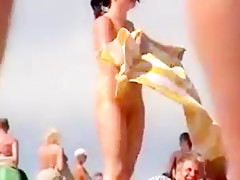 Nude beach - trophy wife showoff dogging -filmed