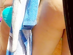 Sexy european dame have huge mushy butt walking near beach