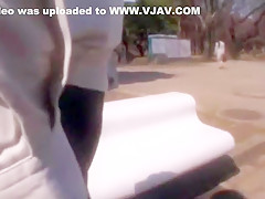 Horny Japanese slut Yuu Shinoda, Risa Goto, Haruna Nakayama in Crazy Outdoor, Blowjob JAV clip