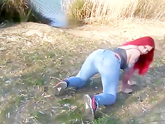 Redhead german slut inseminated in nature