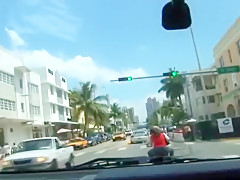 South Beach slut fucked by black dick by the pool