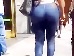 Candid amazing ass in thight jeans and high heels