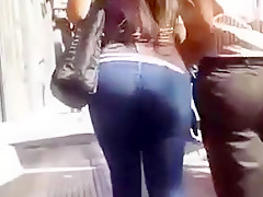 Candid amazing ass in thight jeans and high heels