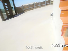 Latina babe pounds big cock outdoor