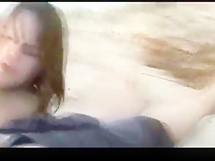 Nude beach - hot brunette pov spread and blowjob cim