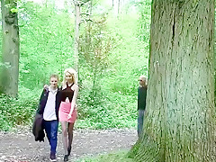 Kimberly double penetrated in forest