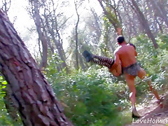 Wild Man Gets Hold Of Babe On Hike