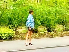 Short haired hitchhiker gets fucked outdoors